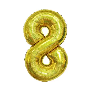 Q2P Ballon Cijfer 8 Jaar Goud Helium Ballonnen Verjaardag Versiering Gouden Feest Versiering Met Rietje Glitter - 86Cm