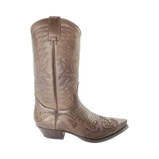 Sendra Boots 3241 Trenzado Cuervo West Bruin Handgemaakt Cowboy Laarzen Heren Spitse Neus Schuine Hak Lederen Zool Gevlochten Wreef Echt Leer Maat 43