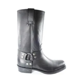 Sendra 1918 Pete Zwart Dames Heren Biker Basic Western Cowboylaarzen Vierkante Neus Leren Zool Beetje Schuine Hak Vast Sierspoor Treklussen Echt Leer