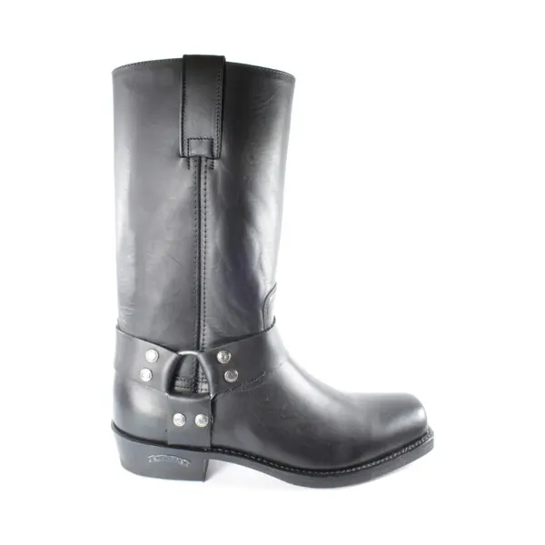 Sendra 1918 Pete Zwart Dames Heren Biker Basic Western Cowboylaarzen Vierkante Neus Leren Zool Beetje Schuine Hak Vast Sierspoor Treklussen Echt Leer thumbnail