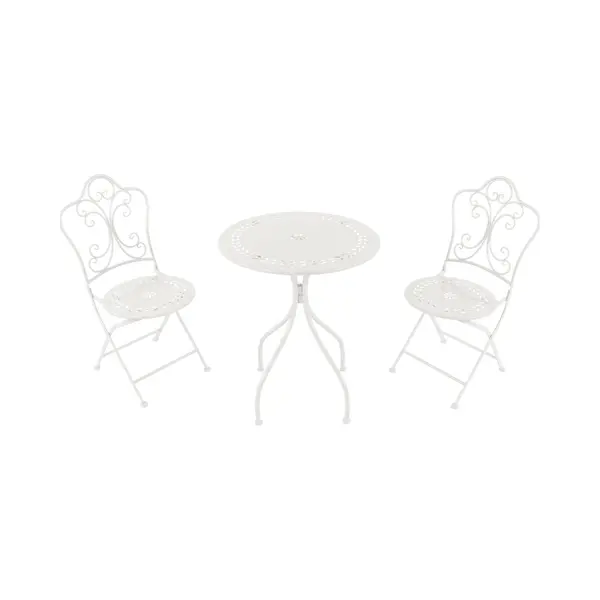 Axi Marilou Bistroset 3-teilig Aus Metall In Weiß | Bistrotisch Mit 2 Stühlen | Bistro Gartenmöbel Set Für Garten/Balkon/Terrasse | thumbnail