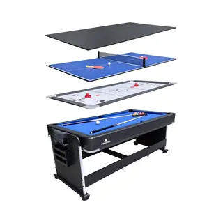 Cougar 4-in-1 Multi Spieltisch In Schwarz | Multi Funktions Spieltisch Inkl. Zubehör | Multigame/Multispieltisch | Tischtennis, Pusch Hockey,