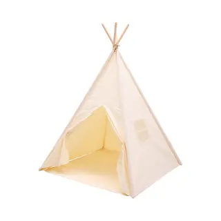 Sunny Vera Tipi Tent Crème Voor Kinderen – Wigwam Speeltent Met Raam Van Katoen – Tipi Tent Kinderen Met Vloermat – 110x110x160cm – Stokken