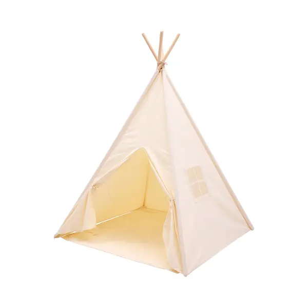Sunny Vera Tipi Tent Crème Voor Kinderen – Wigwam Speeltent Met Raam Van Katoen – Tipi Tent Kinderen Met Vloermat – 110x110x160cm – Stokken thumbnail