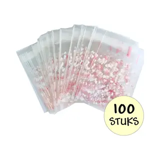 Fako Bijoux® Transparante Plastic Zakjes - 100x Uitdeelzakjes Met Hartjes - Cadeau