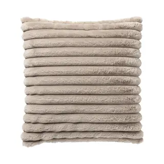 Dutch Decor Hazel - Kussenhoes 50x50 Cm - Effen Gestreept Imitatiebont - Pumice Stone - Beige - Met Rits - Zonder Binnenkussen