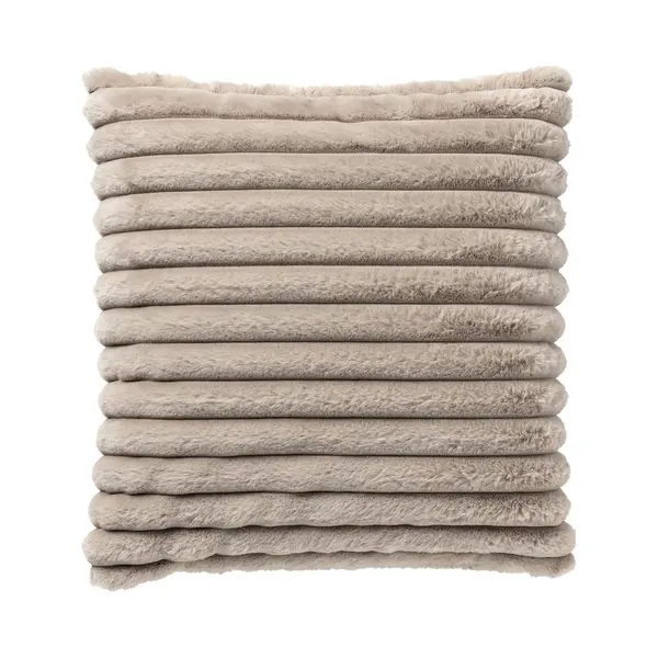 Dutch Decor Hazel - Kussenhoes 50x50 Cm - Effen Gestreept Imitatiebont - Pumice Stone - Beige - Met Rits - Zonder Binnenkussen thumbnail