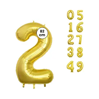 Fienosa Cijfer Ballonnen - Nummer 2 - Goud Kleur - 82 Cm - Xl Groot - Helium Ballon - Verjaardag Ballon - Verjaardag Versiering - Leeftijd Verjaardag