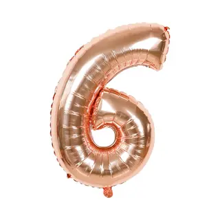 Fienosa Cijfer Ballonnen Nummer 6 - Rose Kleur - 82 Cm - Helium Ballon - Leeftijd Verjaardag - Verjaardagsballon - Verjaardag