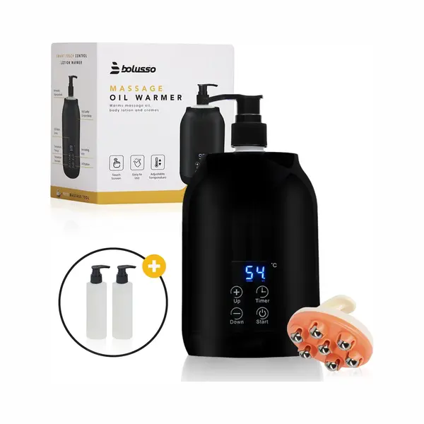 Bolusso Zwarte Massage Olie Verwarmer - Massageolie Verwarmer 30 Tot 65 Graden - Guasha - Massage Apparaat - Inclusief 2 Dispensers Massage Tool - thumbnail