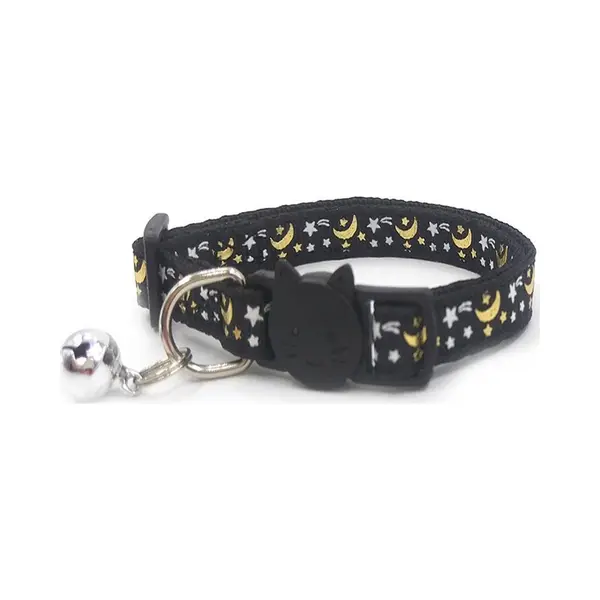Ace Pets Kattenhalsband Met Veiligheidssluiting – Halsband Kat & Kitten - Kittenhalsband & Kattenbandje Met Belletje - Zwart thumbnail