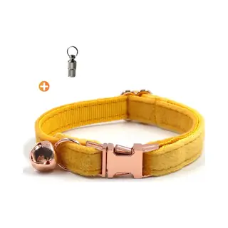 Ace Pets Kattenhalsband Met Belletje – Halsband Kat & Kitten - Kittenhalsband & Kattenbandje - Kattenbelletje - Pluche Velvet - Geel