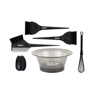 Haarverf Set 7 Delig Zwart - BellaLine - Kappers Producten - Verfkwast - Haar Verf Set - Haarverf Zwart - Haarverf Bakje - Haarverf Kwasten Met Bakje