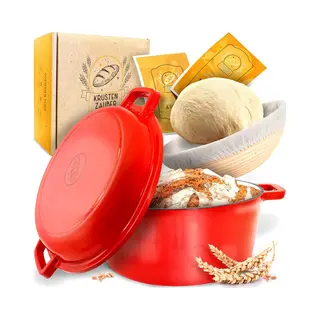 Krustenzauber Brotbackform Gusseisen Topf Brot Backen [inkl. Gärkorb]