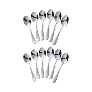 Alheco 12 Ovale Koffielepels - 13.8cm - Rvs Koffielepeltjes - Zilver