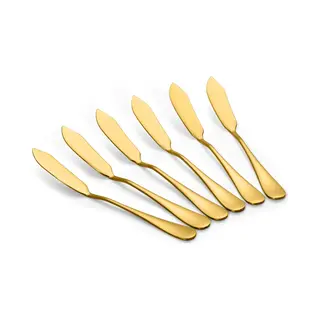 Alheco 6 Botermesjes - Smeermessen - Kleine Tapas Mesjes - Rvs - Goud