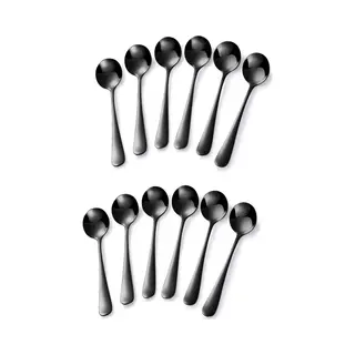 Alheco 12 Ronde Theelepels - 11.7cm - Rvs Theelepeltjes - Zwart