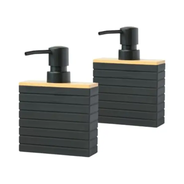 Buddley Seifenspender Bamboo Schwarz, 2er Set Spülmittelspender Für Küche & Bad, Freistehend thumbnail
