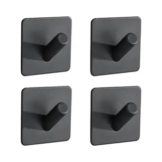 Eavy Handtuchhaken Ohne Bohren - 4 Stück Rostfrei Stahl Wandhaken Selbstklebend - Klebehaken Extra Stark – Selbstklebend – Handtuchhaken Schwarz