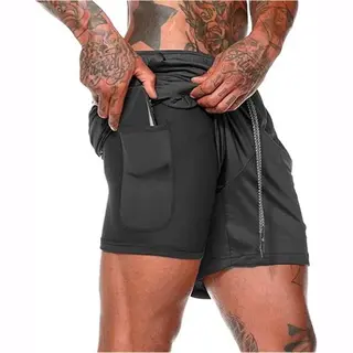MwÂ¬Ã† - Sportbroek Heren - Fitnessbroek - Sportkleding - 2 In 1 Shorts - Hardloopbroek (Zwart - Xxl)