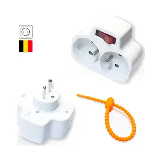 Colorful Sun® Stopcontact Splitter - Verdeelstekker - Verticaal - Verloopstekker 2 Voudig Wit - België - Met Penaarde - 1 Stuk - Met Schakelaar -