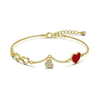 Malinsi® Armband Dames 5 Hartjes - Gold Plated Rvs Armbandje 17+4cm - Sieraden Armbanden Vrouw - Vriendschapsarmbandjes