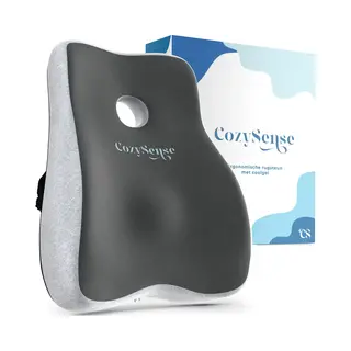 CozySense® Rückenstütze - Verstellbares Kissen Für Den Unteren Rücken - Lendenkissen Für Auto, Bürostuhl, Bett & Sofa - Ergonomisch - Mit
