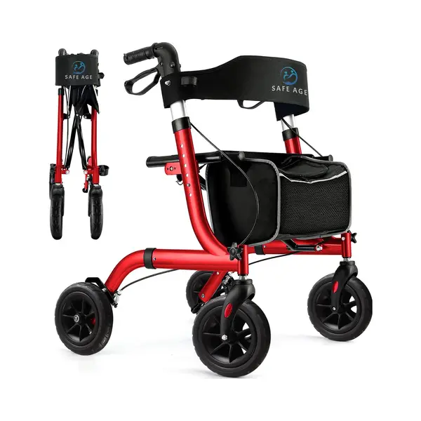 Safe Age Rollator Faltbar Und Leicht Mit Sitz - Gehhilfe Für Senioren, Rollator Für Die Wohnung Indoor & Outdoor - Mit Rückenlehne Und thumbnail