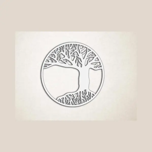 Emax Deco by Emax Lasers Wanddecoratie - Levensboom Rond - S - 45x45cm - Wit - Muurdecoratie - Line Art thumbnail