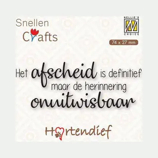 Nellie's Choice DTPCS004 Nellie Snellen Clearstamp - Nederlandse Text - Dieren Condoleance Nr.4 - Hartendief - Het Afscheid Is Definitief Maar De Herinnering