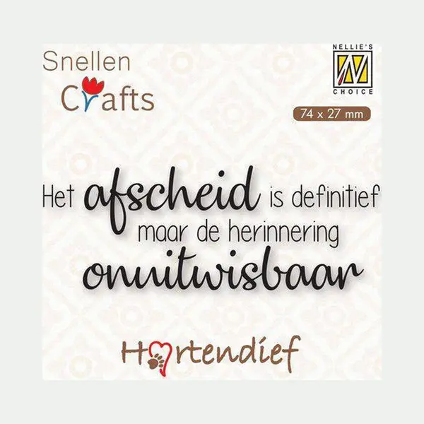 Nellie's Choice DTPCS004 Nellie Snellen Clearstamp - Nederlandse Text - Dieren Condoleance Nr.4 - Hartendief - Het Afscheid Is Definitief Maar De Herinnering thumbnail
