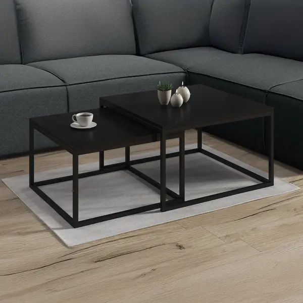Meubella Salontafel Styler - Mat Zwart - 70 Cm - Set Van 2 thumbnail