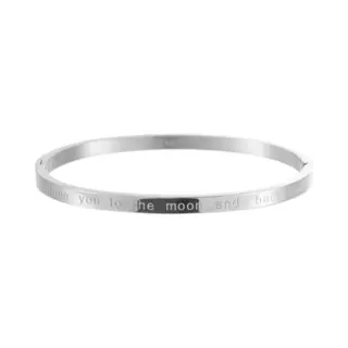 Nouka Dames Armband – Stainless Steel – Zilver Gekleurde Bangle – I Love You To The Moon And Back – Cadeau Voor Vrouwen – Cadeau Voor Moeder