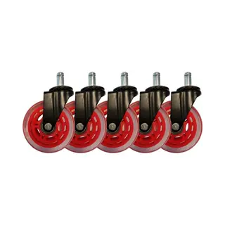 Mogi Products-Bureaustoel Wieltjes-11mm-Wielen Voor Gamestoelen-Zwenkwielen-Set Van 5 Stuks-Bureaustoel Wielen Rood