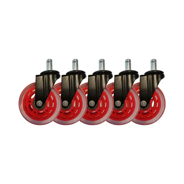 Mogi Products-Bureaustoel Wieltjes-11mm-Wielen Voor Gamestoelen-Zwenkwielen-Set Van 5 Stuks-Bureaustoel Wielen Rood thumbnail