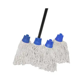 Maus Spaanse Mop Met Steel - 4 Dweilen Blauw - 1 Dweilstok - Gerecycled Katoen - Eu Product