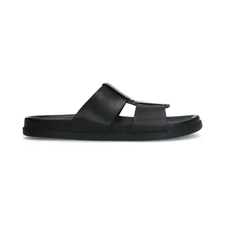 Manfield Schwarze Ledersandalen