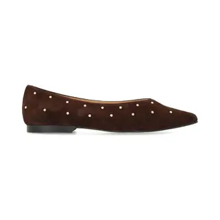Manfield Dunkelbraune Veloursleder-Loafer Mit Nieten