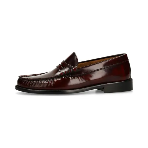 Manfield Bordeauxrote Leder-Loafer thumbnail