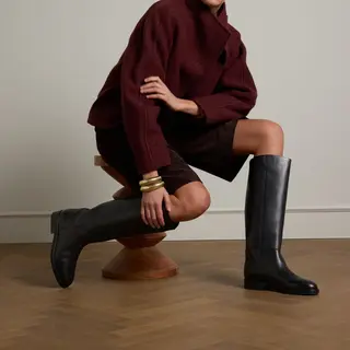 Manfield Schwarze Lederstiefel