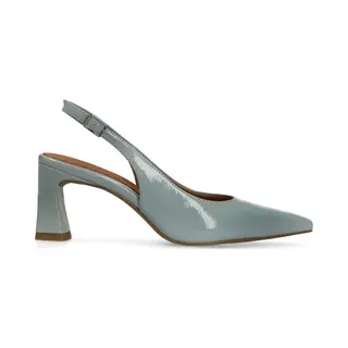 No Stress Blaue Slingbackpumps Aus Lackleder