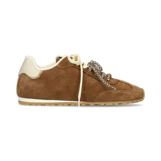 Manfield Braune Veloursleder-Sneaker Mit 2 Paar Schnürsenkeln