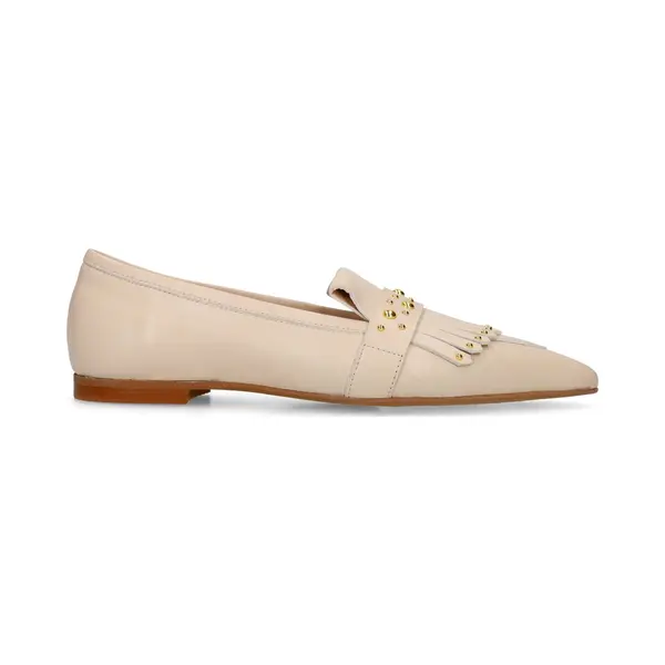 Manfield Offwhite Leder-Loafer Mit Goldfarbenen Nieten thumbnail