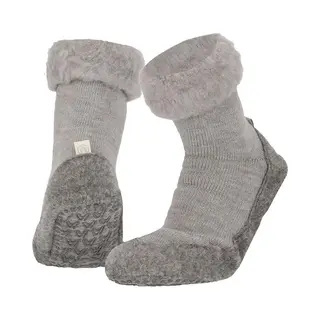 Heat Essentials - Wollen Pantoffel Sokken - Unisex - Grijs - 43/44 - Cosyshoe Antislip Sokken - Pantoffels Heren Sloffen Heren - Huissokken
