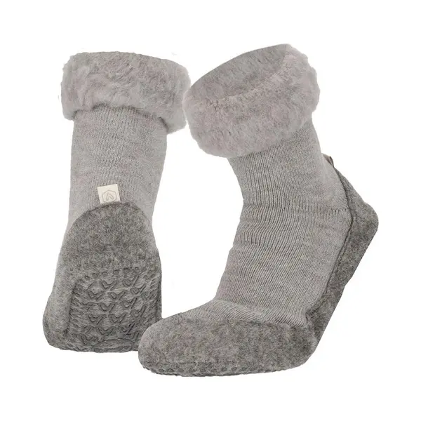 Heat Essentials - Wollen Pantoffel Sokken - Unisex - Grijs - 43/44 - Cosyshoe Antislip Sokken - Pantoffels Heren Sloffen Heren - Huissokken thumbnail