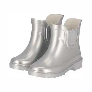 Xq Kids Plain Chelsea Rubber Rainboots Metallic Silver 25/26
