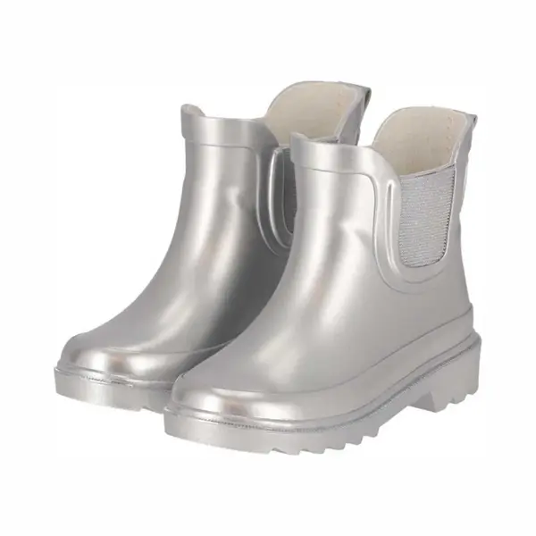 Xq Kids Plain Chelsea Rubber Rainboots Metallic Silver 25/26 thumbnail