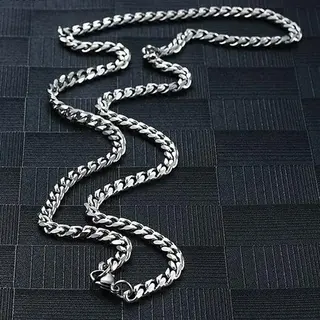 TrendFox Cuban Link Heren Ketting Zilver Kleurig - Staal - 5mm - Dikke Schakels - Kettingen - Schakelketting - Valentijnsdag - Valentijn Cadeautje Voor Hem