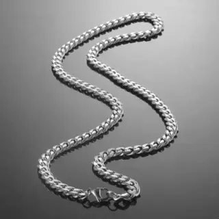 TrendFox Cuban Link Heren Ketting Zilver Kleurig - Staal - 7mm - Dikke Schakels - Kettingen - Schakelketting - Valentijnsdag - Valentijn Cadeautje Voor Hem