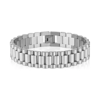 TrendFox Heren Armband Presidential - Horlogeband Stijl - Zilver Kleurig - Staal - 15mm - Schakelarmband - Armbanden - Valentijnsdag - Valentijn Cadeautje Voor